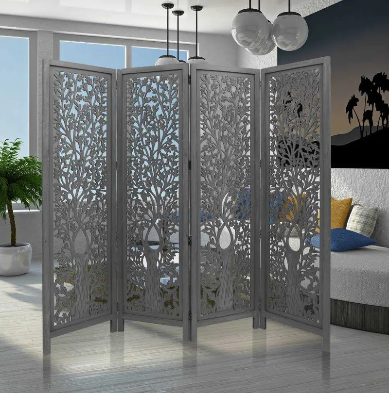 VI Life Dig Solid Timber 4 Panel Space Dividing Screen