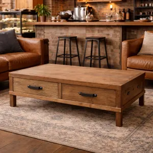 MF Recycled Elm Timber 2 Drawer Coffee Table thumbnail 3