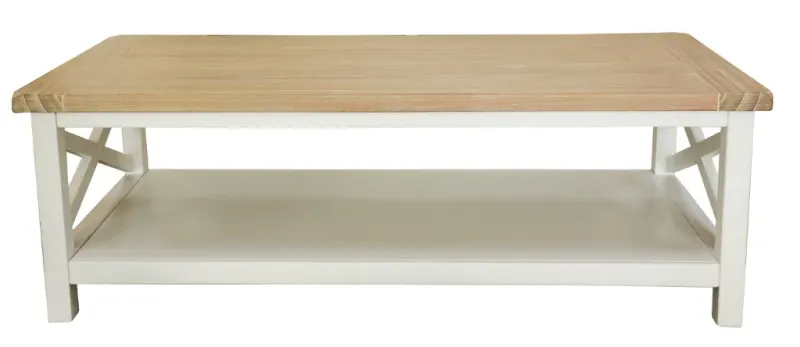 VI Shellwood Solid Timber Coffee Table with Shelf
