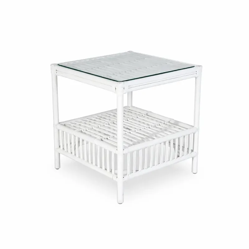 CR Americana Rattan with Glass Top Side Table