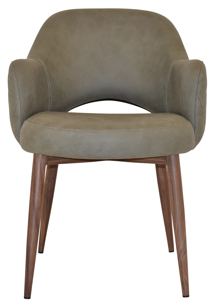EZ Albury Walnut Colour Metal Leg Upholstered Hospitality Dining Armchair