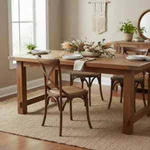 MF Cross Back Solid Timber Rattan Seat Dining Chair thumbnail 2
