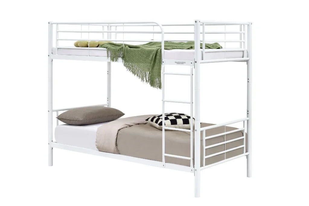 VI Tiamo Metal Frame Single Over Single Bunk Bed - White & Black