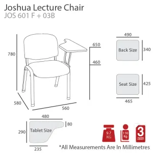 MA Joshua Fabric or Vinyl Upholstered Metal Leg Lecture Chair thumbnail 3