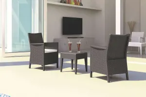 FL California 3 Piece Outdoor Chat Setting with Side Table thumbnail 1