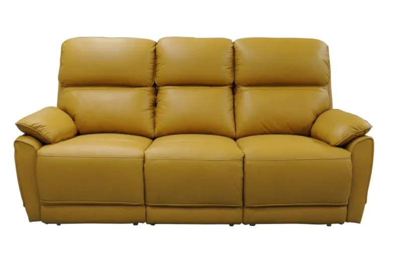 VI York Leather Upholstered 3 Seater Recliner Lounge