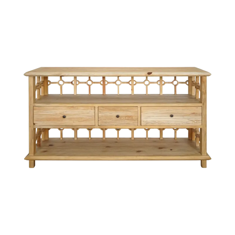 CR  Sonoma Solid Timber 3 Drawer 2 Shelf Open Buffet