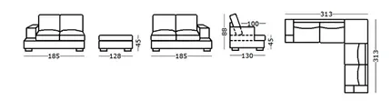 EL Yarra Fabric Upholstered 4 Seater Modular Lounge + Otto