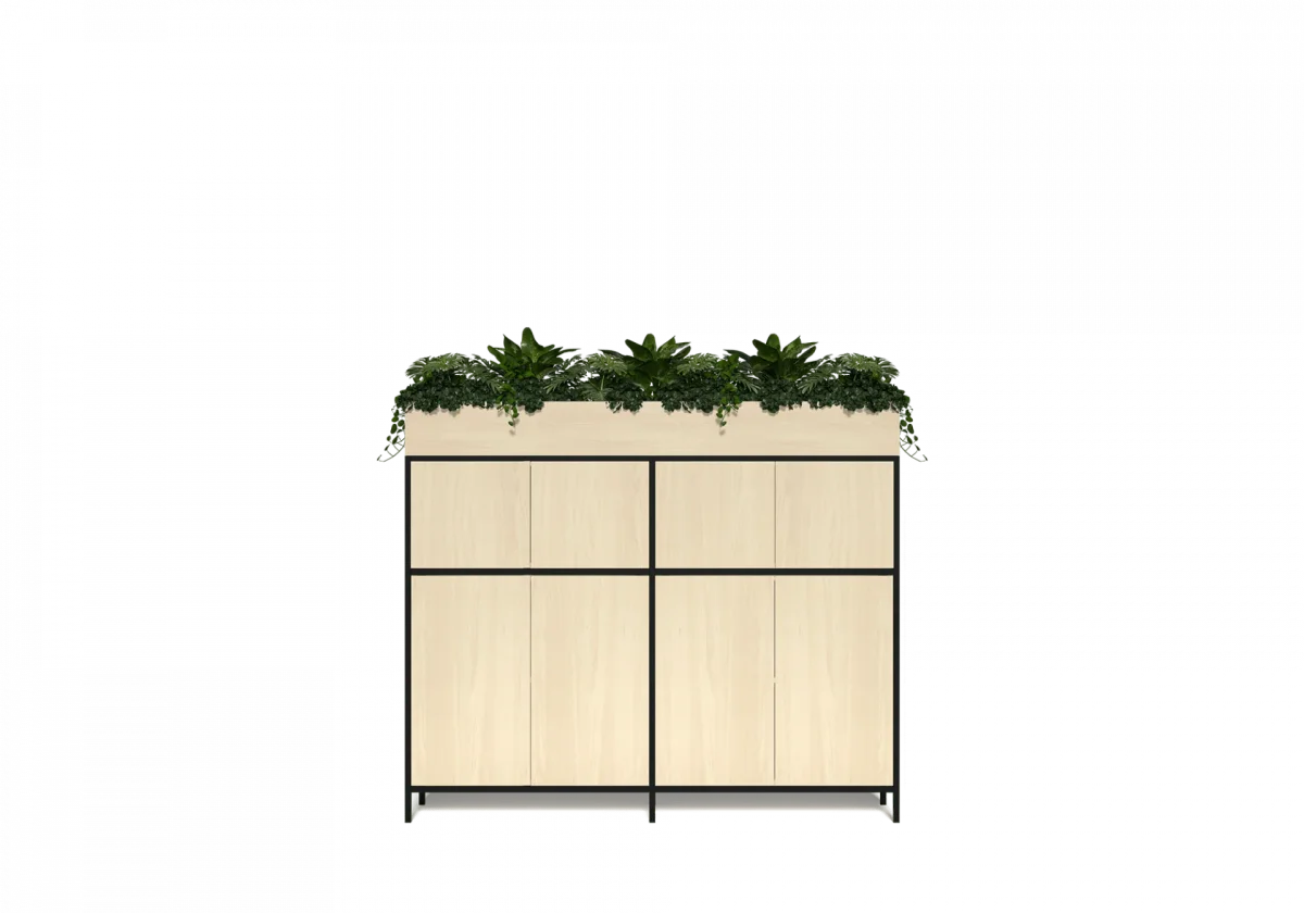 OL Rhodes 4 Door 2 Bay Credenza with Planter Box On Top