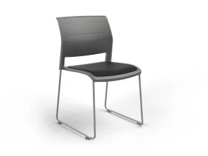 OL Game Hospitality Stacking Chair - Charcoal Shell Upholstered Seat thumbnail 6