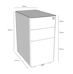 RL Eternity Slimline 2 Lockable Drawer 1 Filing Drawer Mobile Pedestal thumbnail 3