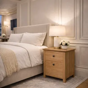 MF Crown Solid Timber 2 Drawer Bedside Table thumbnail 3
