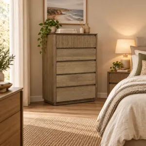 MD Hobart Solid Timber 5 Drawer Tallboy thumbnail 2