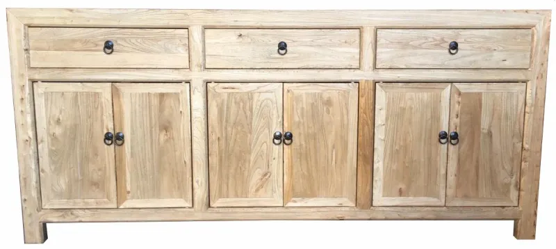 MF Chinese Antique Reproduction Recycled Timber 3 Drawer 6 Door Sideboard
