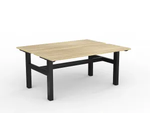OL Agile Fixed Height Shared Desk – Oak Top with Black Frame thumbnail 7