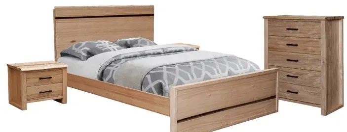 MD Vichy Solid Timber Queen and King Bed in Natural Finish