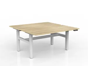 OL Agile 2 Column Electric Height Adjustable Shared Desk Oak Top White Frame thumbnail 20