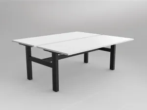 OL Agile Fixed Height Shared Desk – White Top with Black Frame thumbnail 1