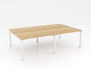 OL Axis Stretch 4 Person Double Sided Desk – Oak Top with White Frame thumbnail 5