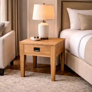 MF Solid Oak Timber 1 Drawer Lamp Table thumbnail 3