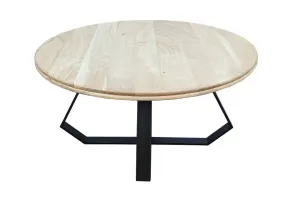 VI Juniper Round Coffee Table Solid Timber Top Metal Base thumbnail 3