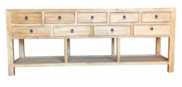 MF Chinese Antique Reproduction 9-Drawer Hall Table with Shelf