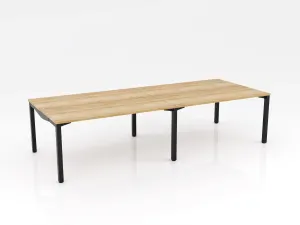 OL Axis Stretch 4 Person Double Sided Desk – Oak Top with Black Frame thumbnail 4