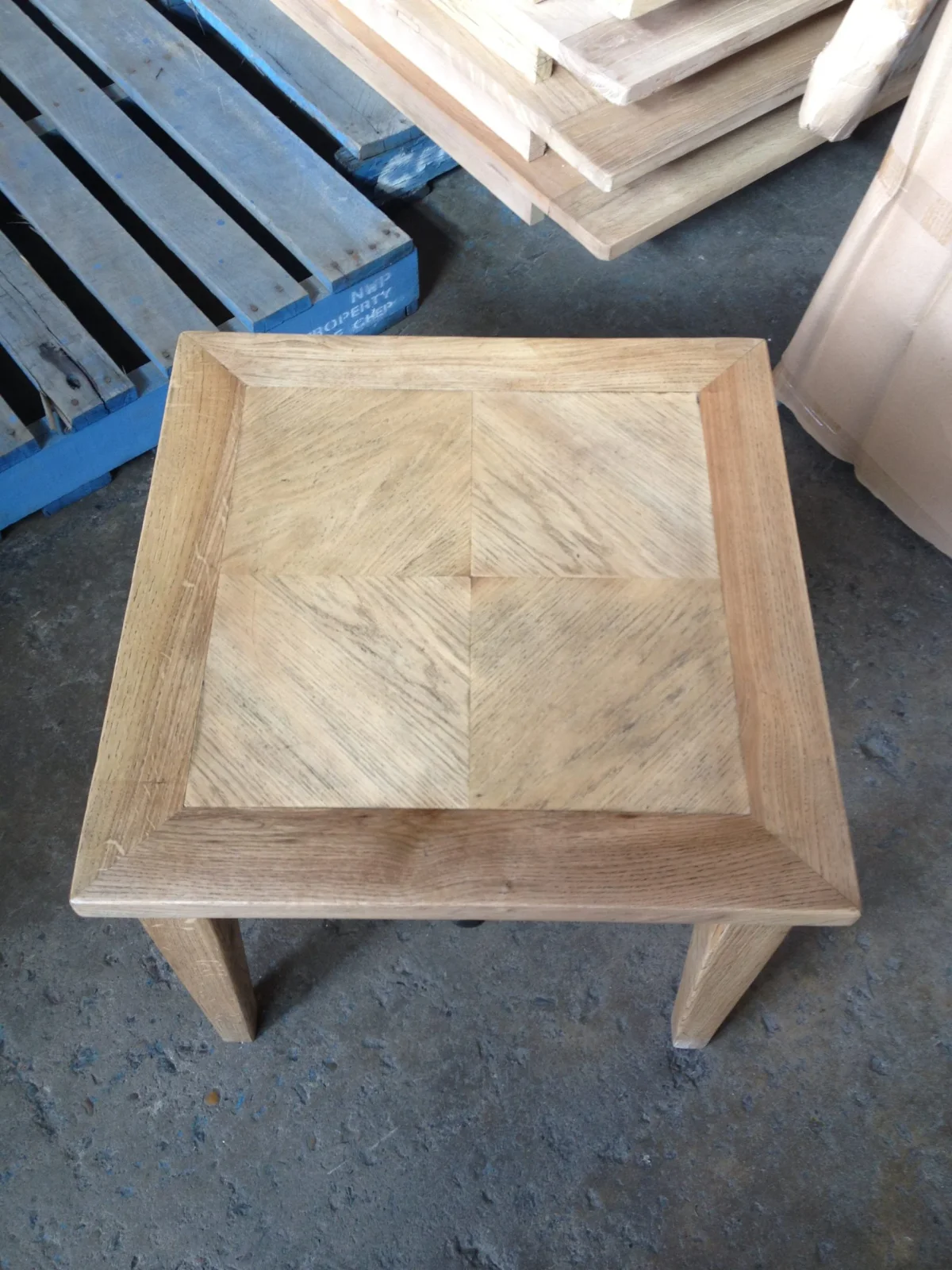 MF Queens Solid Timber Parquetry Top 1 Drawer Lamp Table