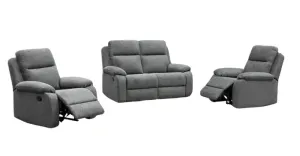 EL Rossie Fabric Upholstered 2 Seater + 2 Single Recliners Suite thumbnail 1