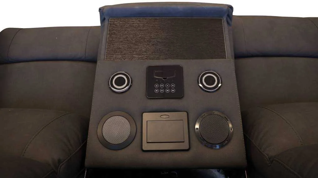 VI Academy Fabric 3 Seater Recliner Lounge with Multimedia Dropdown