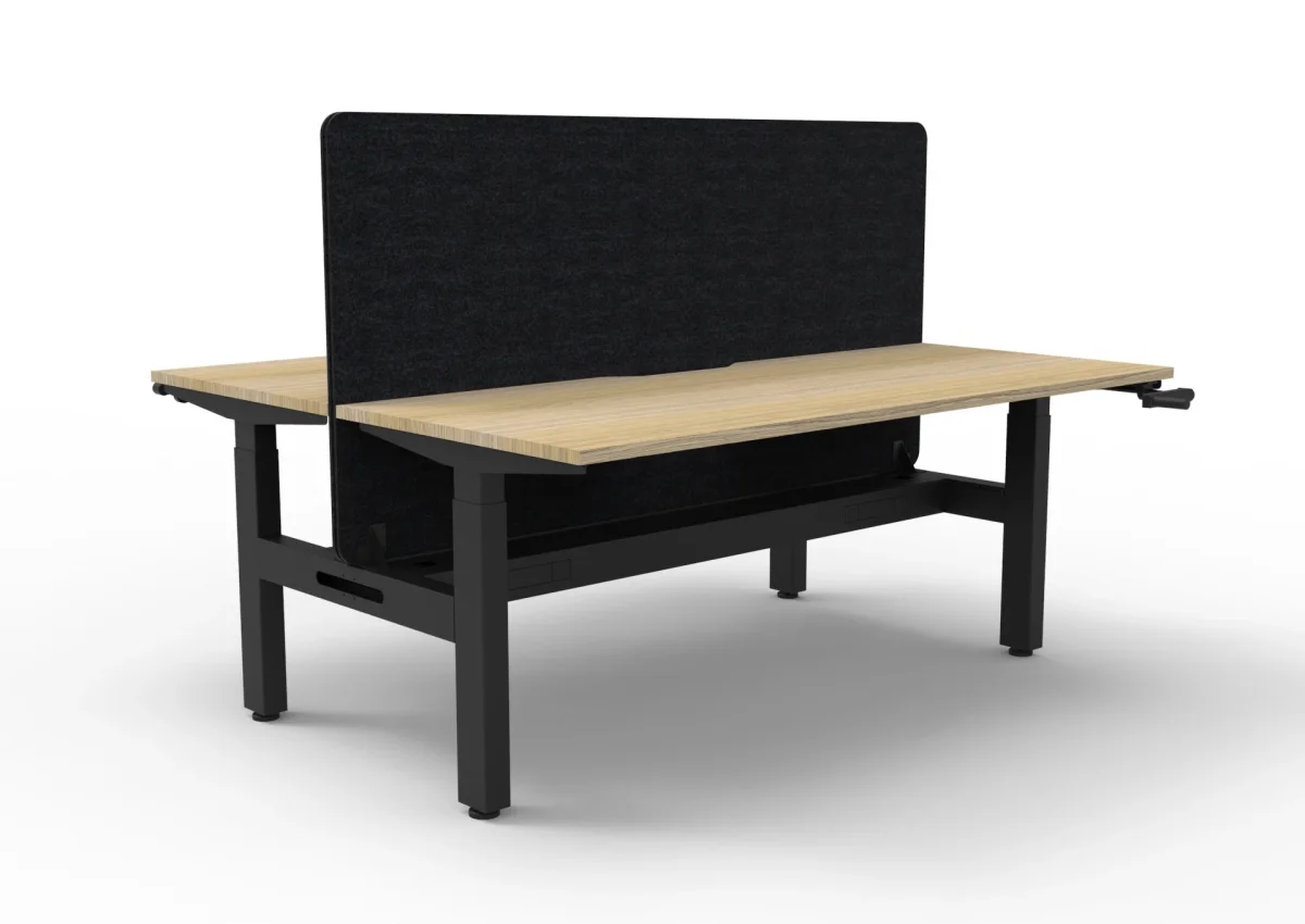 RL Boost Crank 2-User Height Adjustable Workstation with Black Eco Panel Screen