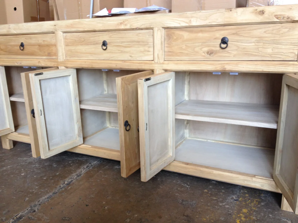 MF Chinese Antique Reproduction Recycled Timber 3 Drawer 6 Door Sideboard