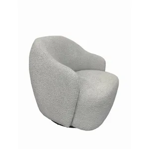 VI Ibiza Fabric Upholstered Swivel Armchair - White & Grey thumbnail 2