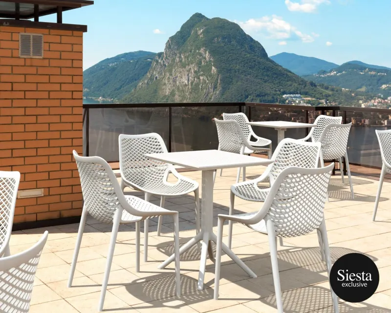FL 5 Piece Hospitality Square Folding Dining Table & Air Chair Set