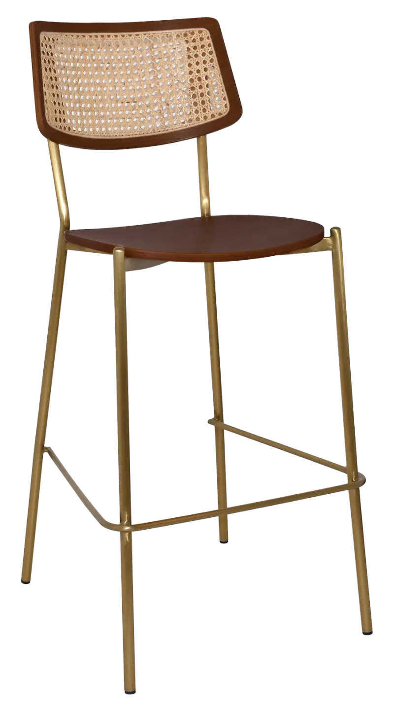 EZ Texas Metal Leg Rattan Back Barstool - Light Walnut