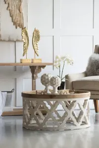 DA Lattice Shabby Chic Round Coffee Table thumbnail 2