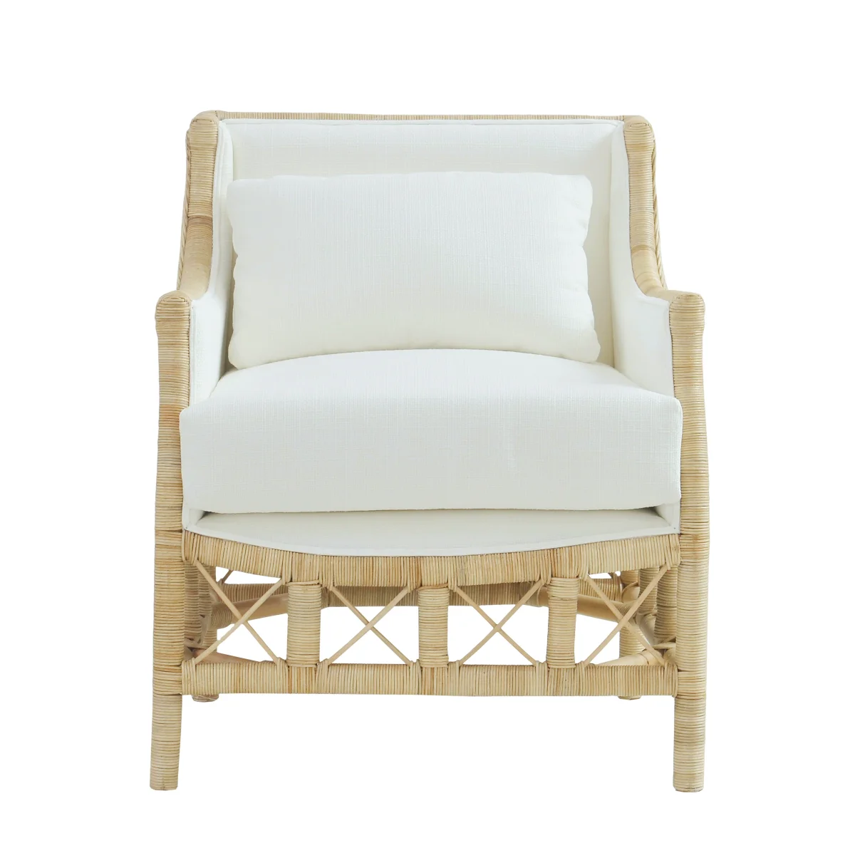CR Rabana Natural Rattan Fabric Upholstered Armchair