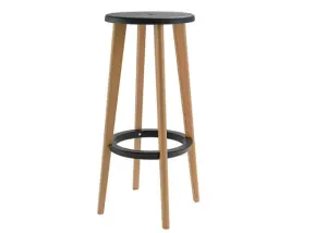 DD Uri Timber Leg Round Seat Outdoor Bar Stool thumbnail 1
