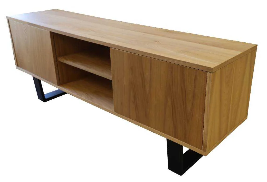 VI Boston Solid Timber Metal Leg 2 Door TV Unit