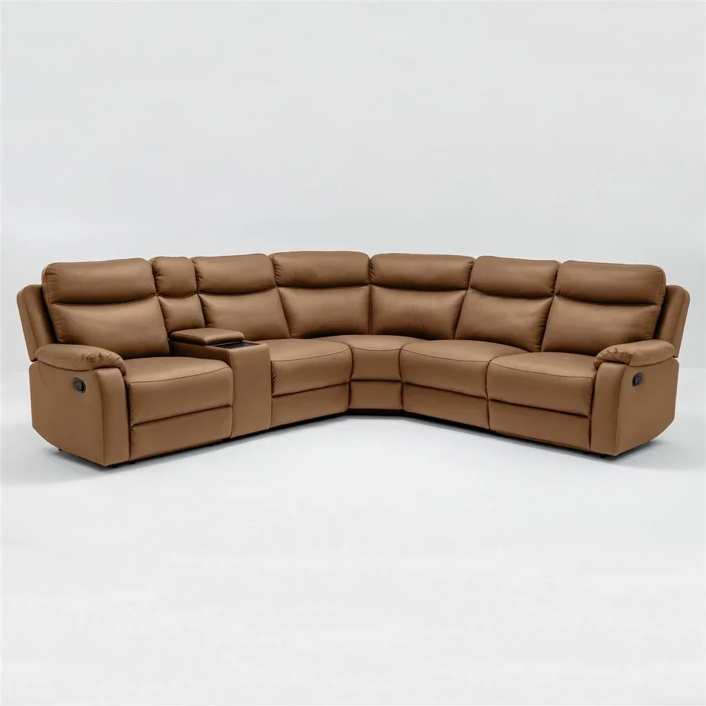 VI William Fabric Upholstered 5 Seater Corner Modular Recliner Lounge