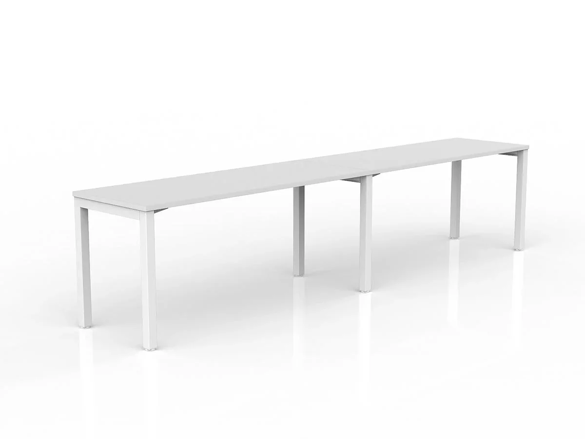 OL Axis 2-User Single Sided Desk – White Top White Frame