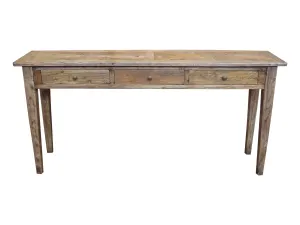 MF Parquetry Recycled Elm Timber 3 Drawer Hall Table thumbnail 1