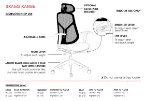 ST Bragg Mesh Back Executive Chair with Headrest thumbnail 3