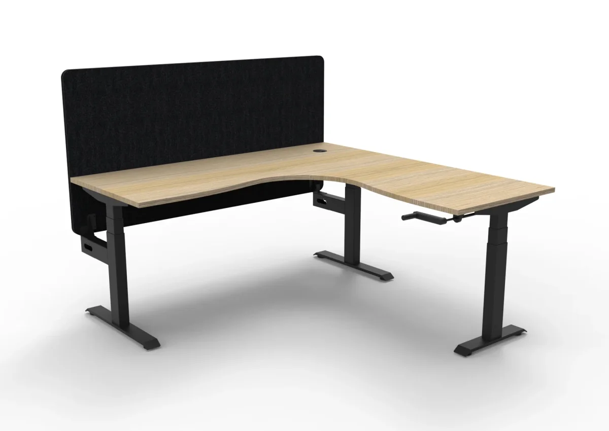 RL Boost Crank Height Adjustable Corner Workstation with Black Eco Panel Screen thumbnail 2