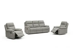 EL Rossie Fabric Upholstered 3 Seater with 2 Single Recliners Suite thumbnail 3