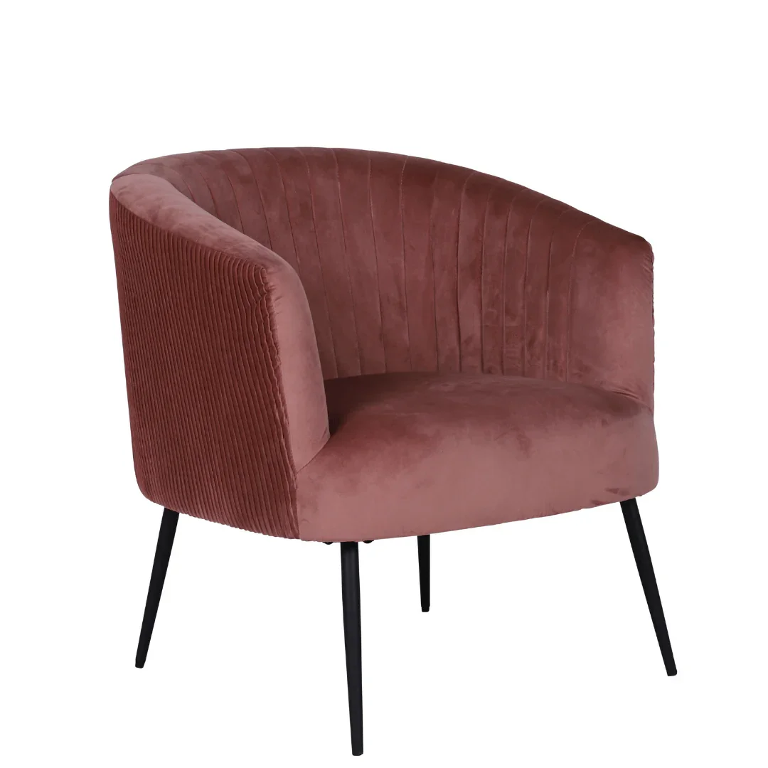 BT Perla Velvet Upholstered Fluted Back Armchair