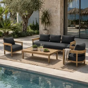 CR Hanalei 4 Piece Outdoor Lounge Set with Cushion thumbnail 3