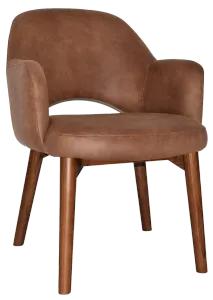 EZ Albury Solid Timber Walnut Stained Upholstered Hospitality Dining Armchair thumbnail 16