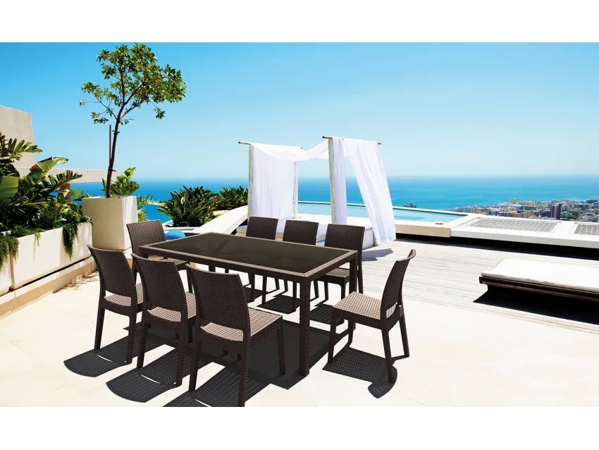 FL Tahiti Hospitality Rectangular Outdoor Dining Table thumbnail 3