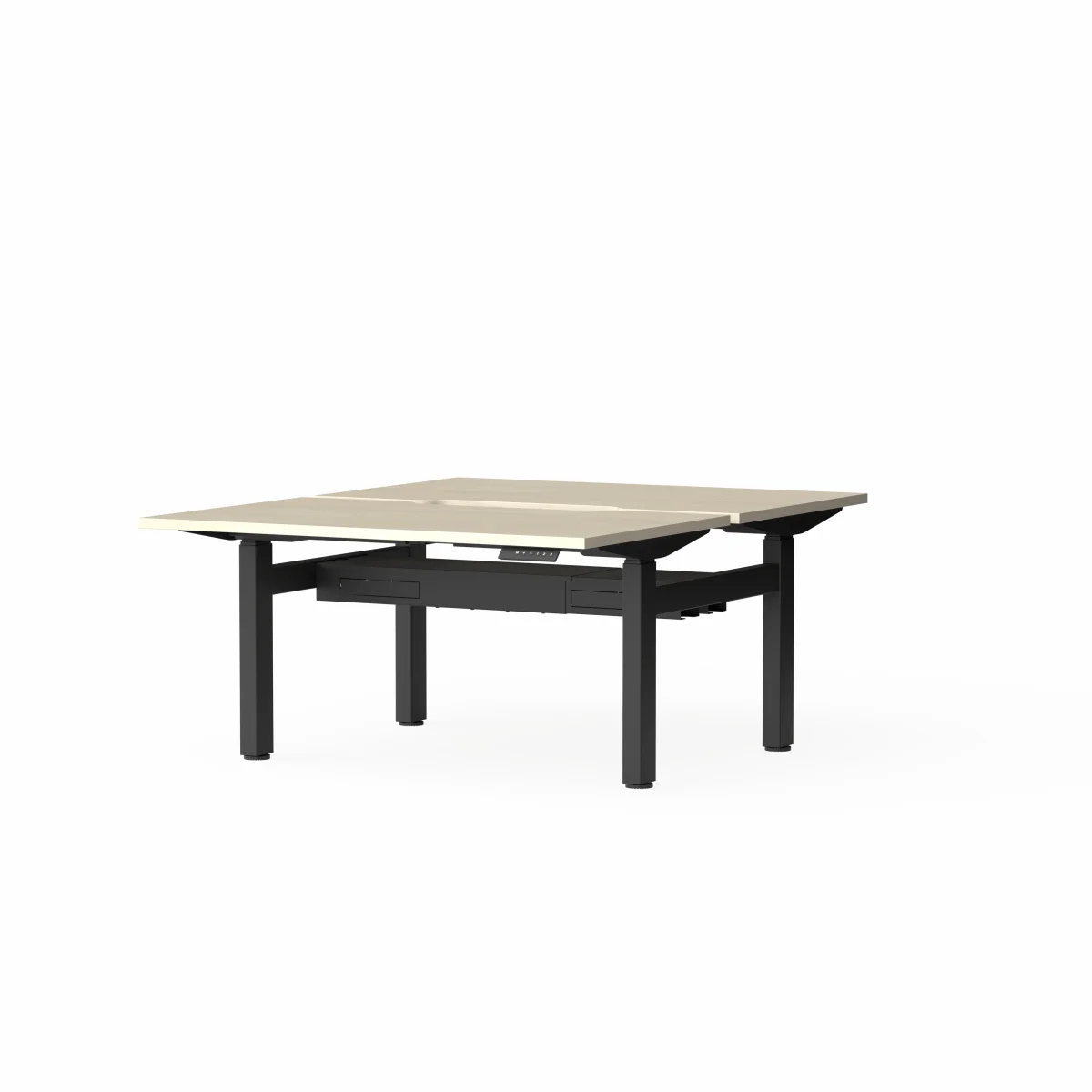 OL Klass Electric Height Adjustable Share Desk - Oak Ravine Top Black Fame